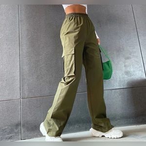 Army green cargo high waisted pants
